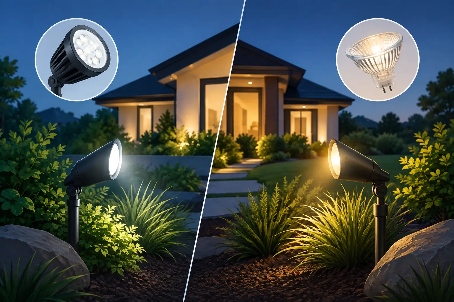 LED Versus Halogen Landscape Lighting for Homes